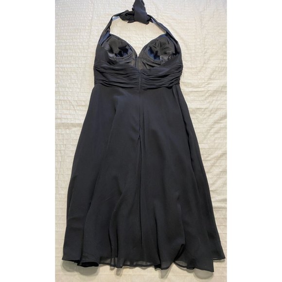 White House Black Market - Black Silk Tie-Halter Dress - Size: 6 - Picture 3 of 5